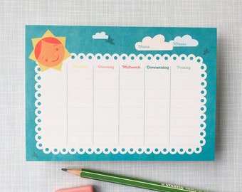 Timetable for pencil case // Printed on recycled paper with eco-friendly ink