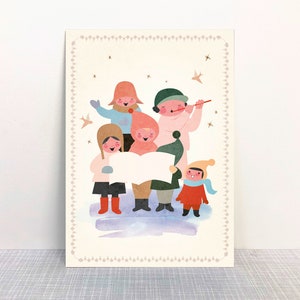 Postkarte Weihnachten Chor // Recyclingpapier Ökofarbe // Klimapositiv