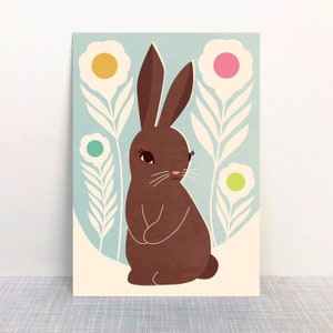 Postkarte Blumen Hase Osterhase // Recyclingpapier mit Ökofarbe bedruckt