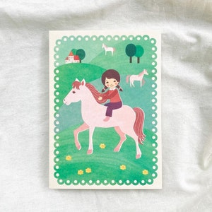 Carte postale cheval // papier recyclé imprimé avec de l'encre écologique