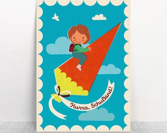 Postcard School Rocket // Recycled paper Eco-friendly ink // Climate neutral