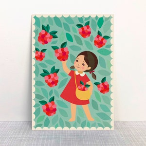 Postcard Raspberry / Recycled paper printed with eco-colour
