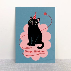 Postkarte Happy Birthday Katze // Recyclingpapier mit Ökofarbe bedruckt