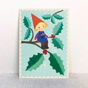 Postkarte Weihnachtswichtel // Recyclingpapier Ökofarbe