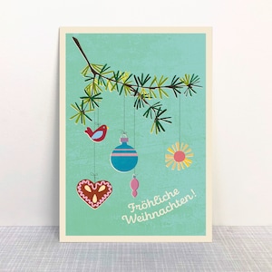 Postcard fir branch mint / recycled paper eco-colour