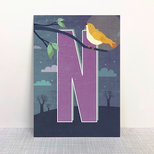Postkarte N Buchstaben // Recyclingpapier