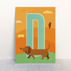 Postkarte D Buchstaben // Recyclingpapier (Dackel)