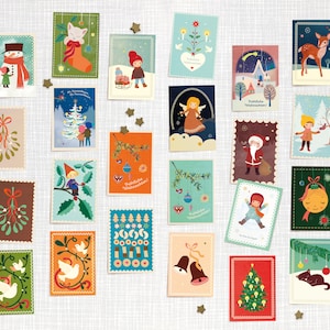 Coffret // 23 cartes postales "Étoile Cannelle" Noël // Papier recyclé imprimé avec de l'encre écologique