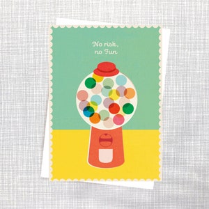 Carte postale No Risk No Fun // Papier recyclé Eco color Machine à chewing-gum motivation image 3