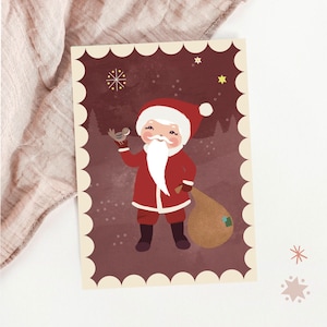 Carte postale Père Noël // Papier recyclé éco peinture