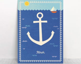 Postal Ahoy Anchor | Mapa marítimo del Mar del Norte y el Mar Báltico | Papel reciclado Blue Angel