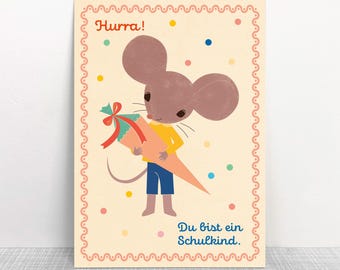 Postcard School Mouse // Recycled paper Eco-friendly ink // Climate neutral