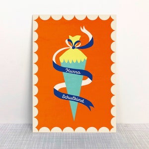 Cartable scolaire carte postale sac à sucre orange // papier recyclé imprimé avec de l'encre écologique