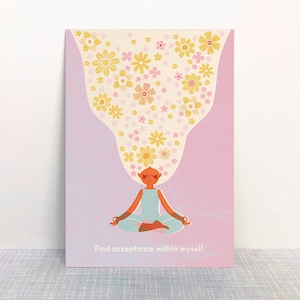 Carte postale de rêve de yoga // papier recyclé imprimé avec de l'encre écologique