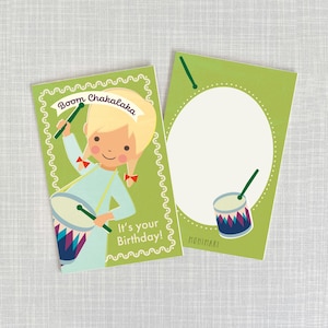 Minicard / Boom Birthday / cartoncino spesso in pasta di legno