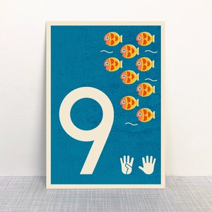 Postkarte 9 Zahl // Recyclingpapier mit Ökofarbe bedruckt