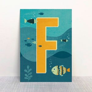 Postkarte F Buchstaben // Recyclingpapier Ökofarbe