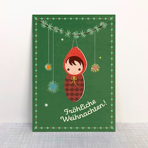 Cartes postales Branche de gnome de Noël // papier recyclé peinture écologique // positif pour le climat