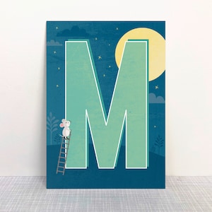 Postkarte M Buchstaben // Recyclingpapier
