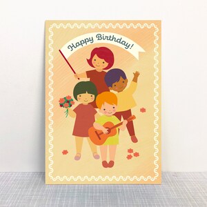 Cartoline Parata per bambini-Buon compleanno // Vernice ecologica in carta riciclata