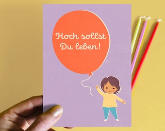 Postkarte Hoch sollst du leben! Flieder // Recyclingpapier Ökofarbe