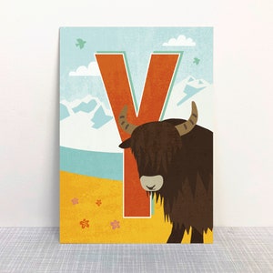 Postkarte Y Buchstaben // Recyclingpapier Ökofarbe