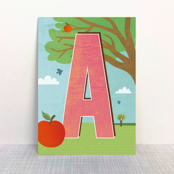 Postkarte A Buchstaben // Recyclingpapier Ökofarbe
