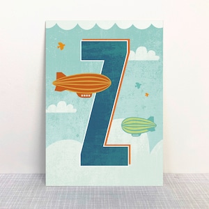 Postkarte Z Buchstaben // Recyclingpapier Ökofarbe