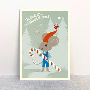 Cartes postales Noël Sugar Mouse // Papier recyclé peinture écologique // Climat positif