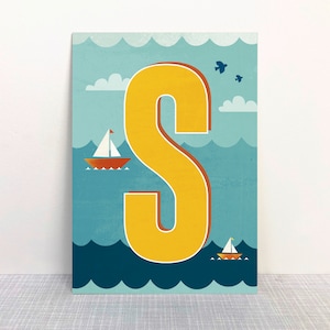 Postkarte S Buchstaben // Recyclingpapier Ökofarbe