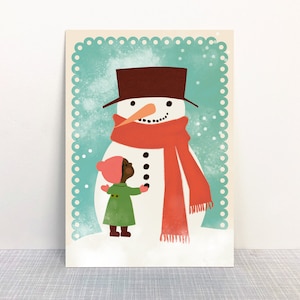 Postkarte Schneemann // Recyclingpapier Ökofarbe