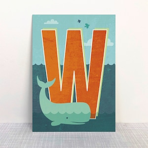 Postkarte W Buchstaben // Recyclingpapier Ökofarbe