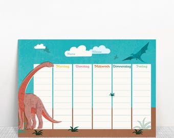 Dinosaur Timetable // Recycled Paper Eco-Friendly Paint
