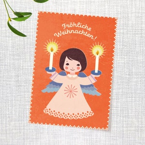 Cartoline Angeli candele natalizie // carta riciclata, colore ecologico // clima positivo