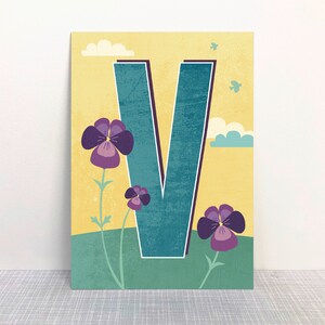 Postkarte V Buchstaben // Recyclingpapier Ökofarbe