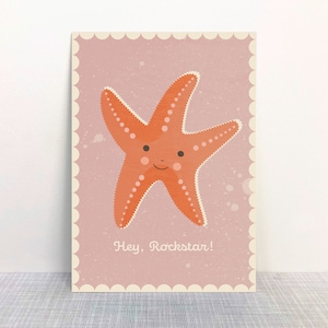 Postkarte "Hey, Rockstar!" Seestern // Recyclingpapier mit Ökofarbe bedruckt