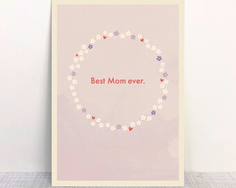 Postkarte "Best Mom ever." // Recyclingpapier mit Ökofarbe bedruckt