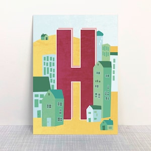 Postkarte H Buchstaben // Recyclingpapier