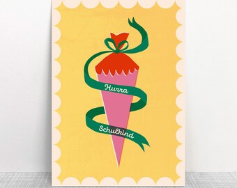 Postcard for the first day of school | "Hooray, schoolchild!" | FSC Mix wood pulp board