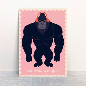 Postkarte Gorilla // Recyclingpapier Ökofarbe