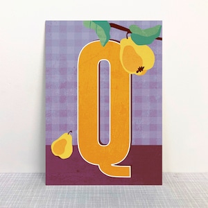 Postkarte Q Buchstaben // Recyclingpapier Ökofarbe Bild 1