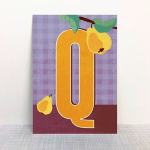 Postkarte Q Buchstaben // Recyclingpapier Ökofarbe