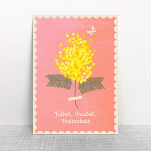 Postal de mimosa // Papel reciclado, tinta ecológica // Neutral en carbono imagen 1