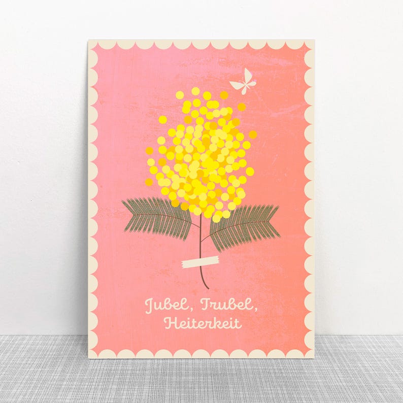 Postal de mimosa // Papel reciclado, tinta ecológica // Neutral en carbono imagen 1