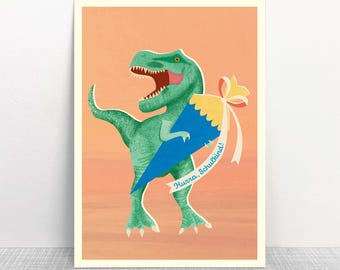 Postcard featuring a Tyrannosaurus Rex // Recycled paper, eco-friendly ink // Climate-neutral