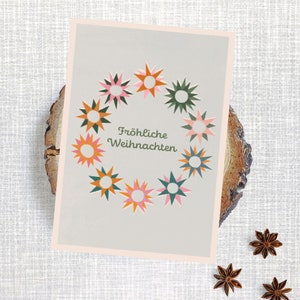 Postkarte Weihnachten Sternenkranz // Recyclingpapier Ökofarbe // Klimapositiv
