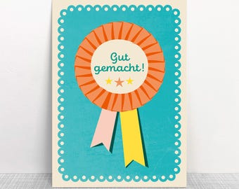 Postcard Well done // Recycled paper Eco-friendly ink // Climate neutral