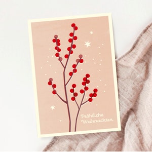 Carte postale Noël Ilex // Papier recyclé éco peinture // Climat positif