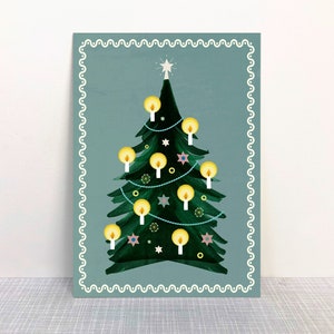 Postkarte Weihnachtsbaum blau // Recyclingpapier Ökofarbe // Klimapositiv