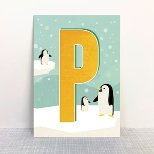 Postkarte P Buchstaben // Recyclingpapier Ökofarbe